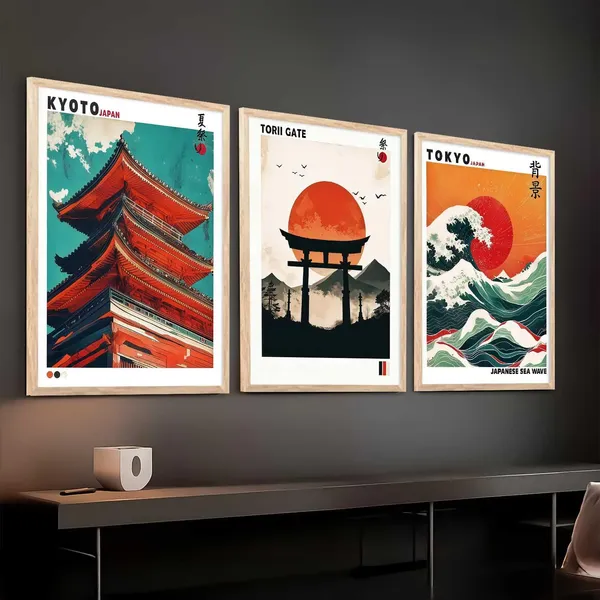 Multicolor_Japan_Waves_And_City_View_Wall_Posters_For_Living_Room_Bedroom_Gaming_Room_Studio_Wall_Decor_(Set_Of_3)_(13X17_Inch)