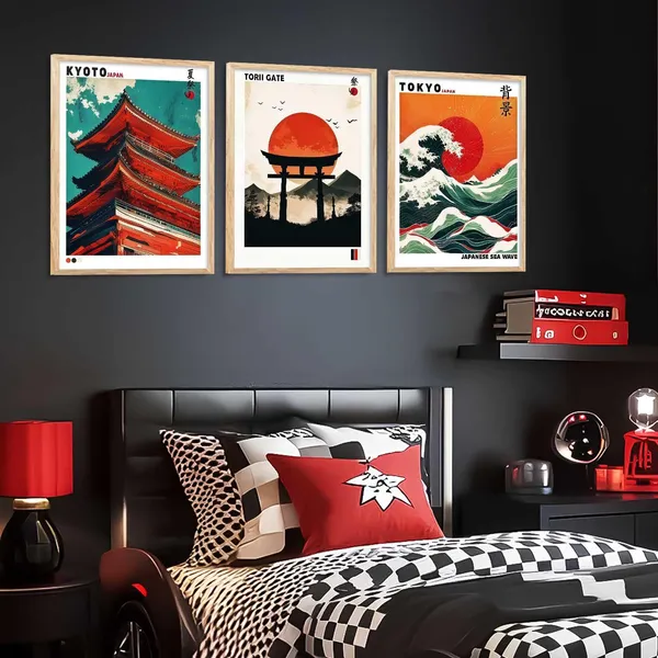 Multicolor_Japan_Waves_And_City_View_Wall_Posters_For_Living_Room_Bedroom_Gaming_Room_Studio_Wall_Decor_(Set_Of_3)_(13X17_Inch)