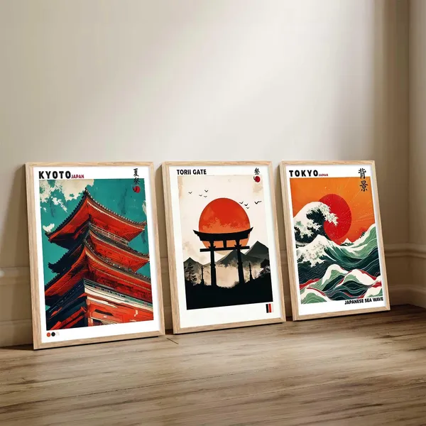 Multicolor_Japan_Waves_And_City_View_Wall_Posters_For_Living_Room_Bedroom_Gaming_Room_Studio_Wall_Decor_(Set_Of_3)_(13X17_Inch)