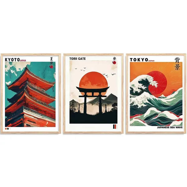 Multicolor_Japan_Waves_And_City_View_Wall_Posters_For_Living_Room_Bedroom_Gaming_Room_Studio_Wall_Decor_(Set_Of_3)_(13X17_Inch)