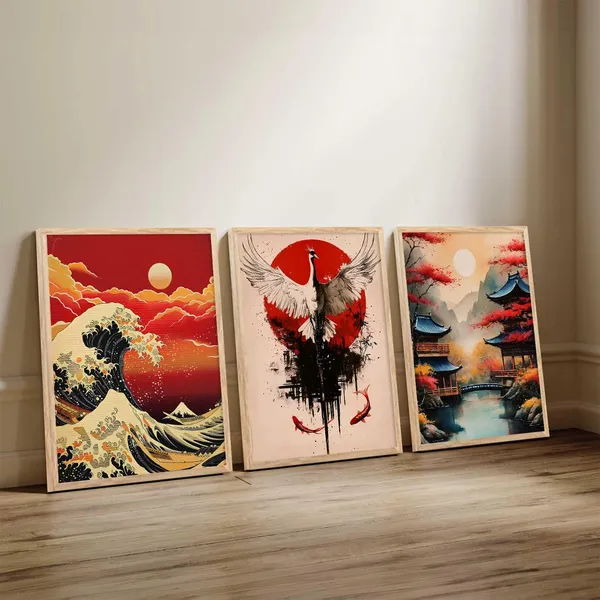Multicolor_Aesthetic_Japan_Nature_Arts_Posters_With_Frames_For_Bedroom_Living_Room_Gaming_Room_Wall_Decor_(Set_Of_3)_(13X17_Inch)