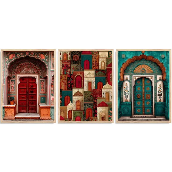 Multicolor_Indian_Art_Traditional_Wall_Painting_For_Home_Room_Bedroom_Office_Wall_Decor|_Wall_Poster_With_Frames_(Set_Of_3)_(13X17_Inch)