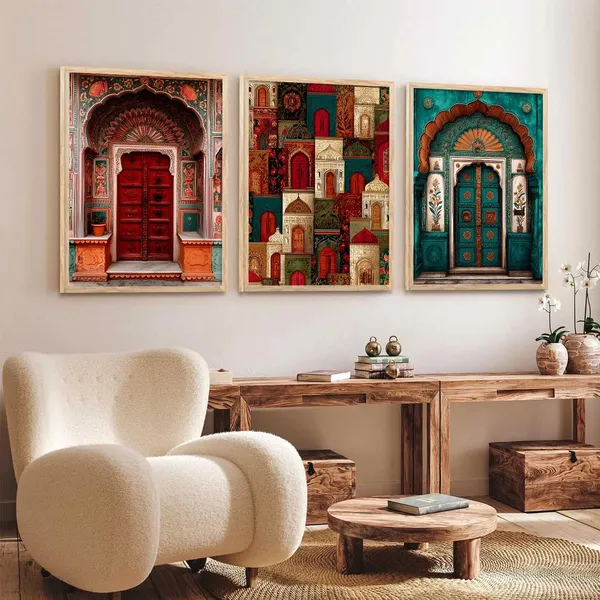 Multicolor_Indian_Art_Traditional_Wall_Painting_For_Home_Room_Bedroom_Office_Wall_Decor|_Wall_Poster_With_Frames_(Set_Of_3)_(13X17_Inch)
