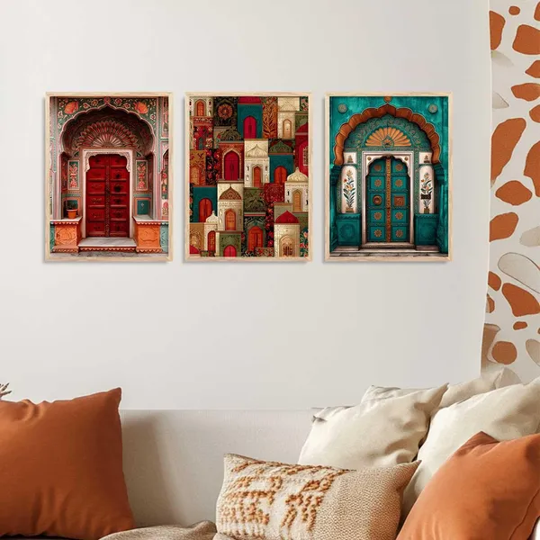 Multicolor_Indian_Art_Traditional_Wall_Painting_For_Home_Room_Bedroom_Office_Wall_Decor|_Wall_Poster_With_Frames_(Set_Of_3)_(13X17_Inch)