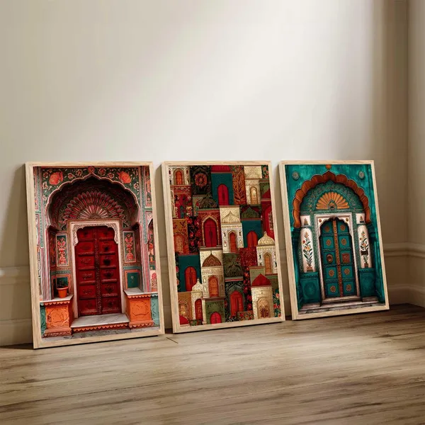 Multicolor_Indian_Art_Traditional_Wall_Painting_For_Home_Room_Bedroom_Office_Wall_Decor|_Wall_Poster_With_Frames_(Set_Of_3)_(13X17_Inch)
