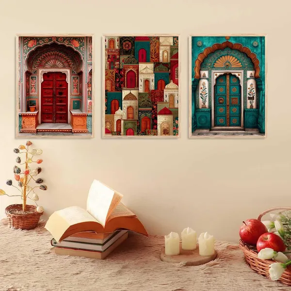 Multicolor_Indian_Art_Traditional_Wall_Painting_For_Home_Room_Bedroom_Office_Wall_Decor|_Wall_Poster_With_Frames_(Set_Of_3)_(13X17_Inch)