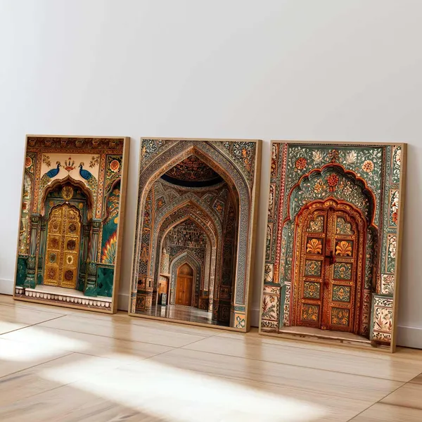 Multicolor_Indian_Art_Traditional_Wall_Painting_For_Home_Room_Bedroom_Office_Wall_Decor_Wall_Poster_With_Frames_(Set_Of_3)_(13X17_Inch)