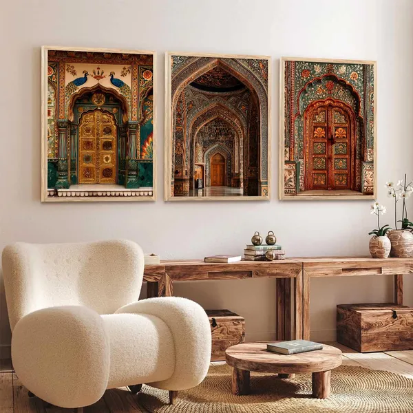 Multicolor_Indian_Art_Traditional_Wall_Painting_For_Home_Room_Bedroom_Office_Wall_Decor_Wall_Poster_With_Frames_(Set_Of_3)_(13X17_Inch)