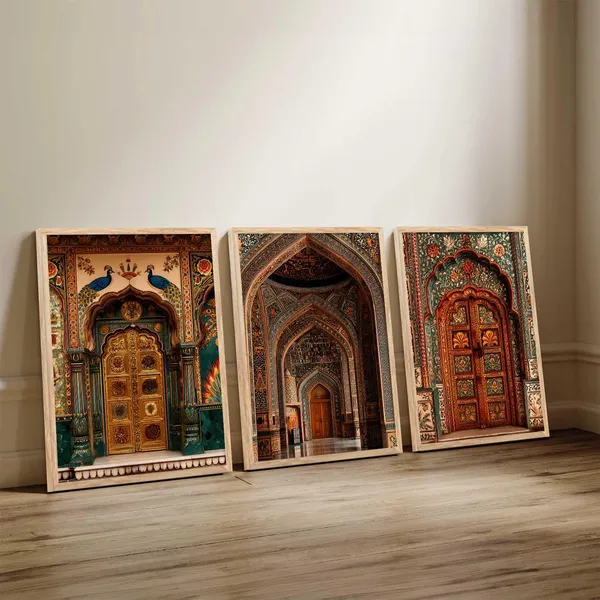 Multicolor_Indian_Art_Traditional_Wall_Painting_For_Home_Room_Bedroom_Office_Wall_Decor_Wall_Poster_With_Frames_(Set_Of_3)_(13X17_Inch)