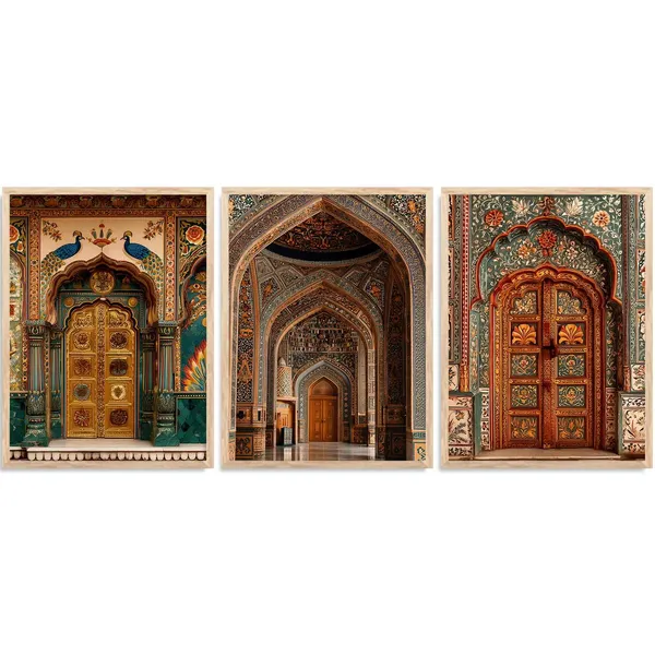 Multicolor_Indian_Art_Traditional_Wall_Painting_For_Home_Room_Bedroom_Office_Wall_Decor_Wall_Poster_With_Frames_(Set_Of_3)_(13X17_Inch)