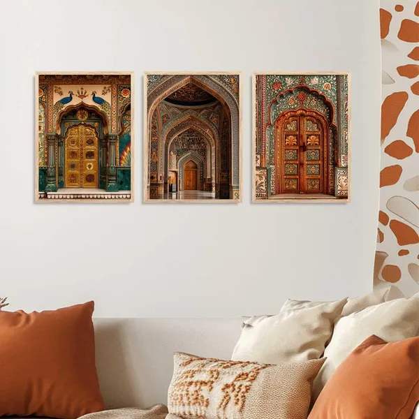 Multicolor_Indian_Art_Traditional_Wall_Painting_For_Home_Room_Bedroom_Office_Wall_Decor_Wall_Poster_With_Frames_(Set_Of_3)_(13X17_Inch)