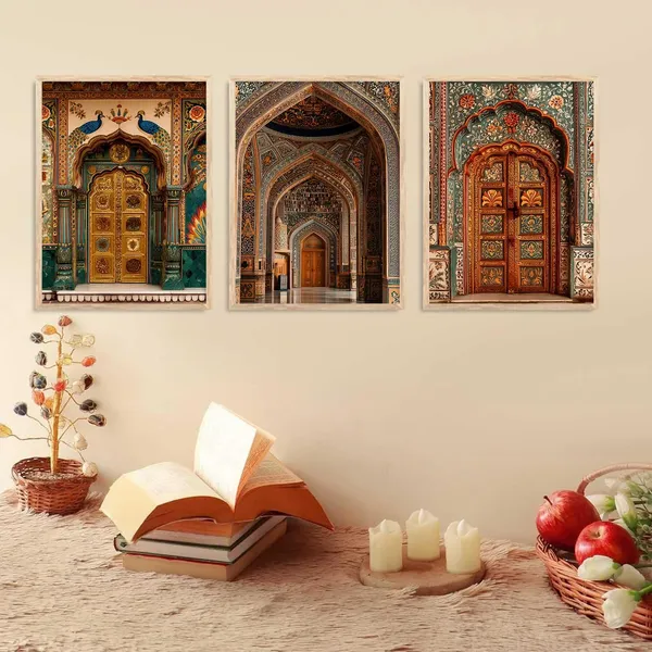 Multicolor_Indian_Art_Traditional_Wall_Painting_For_Home_Room_Bedroom_Office_Wall_Decor_Wall_Poster_With_Frames_(Set_Of_3)_(13X17_Inch)