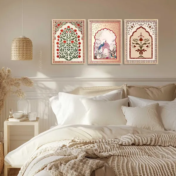 Multicolor_Traditional_Wall_Art_Painting_With_Frame_Vastu_Peacock_Home_Decoration_For_Living_Room_Bed_Room_Hotel_Wall_Decor_Digital_Reprint_(Set_Of_3)_(13X17_Inch)