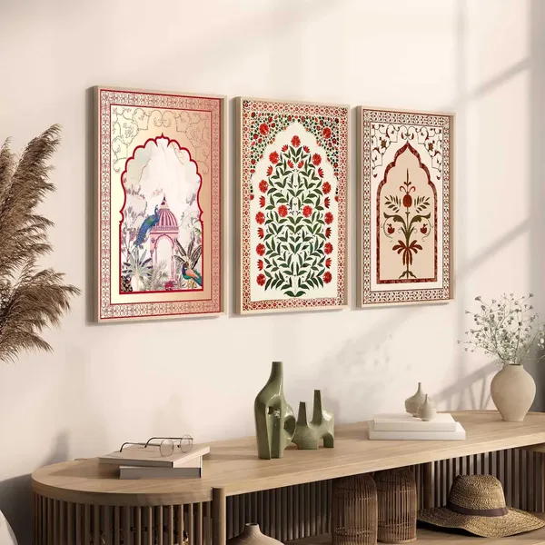 Multicolor_Traditional_Wall_Art_Painting_With_Frame_Vastu_Peacock_Home_Decoration_For_Living_Room_Bed_Room_Hotel_Wall_Decor_Digital_Reprint_(Set_Of_3)_(13X17_Inch)