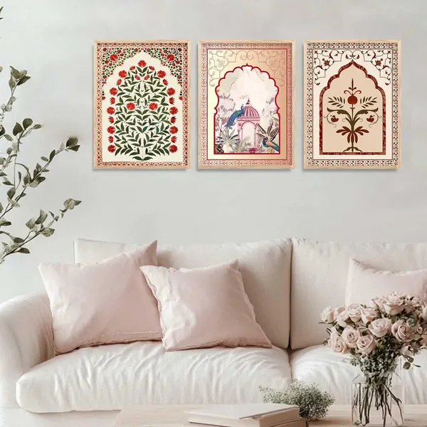 Multicolor_Traditional_Wall_Art_Painting_With_Frame_Vastu_Peacock_Home_Decoration_For_Living_Room_Bed_Room_Hotel_Wall_Decor_Digital_Reprint_(Set_Of_3)_(13X17_Inch)
