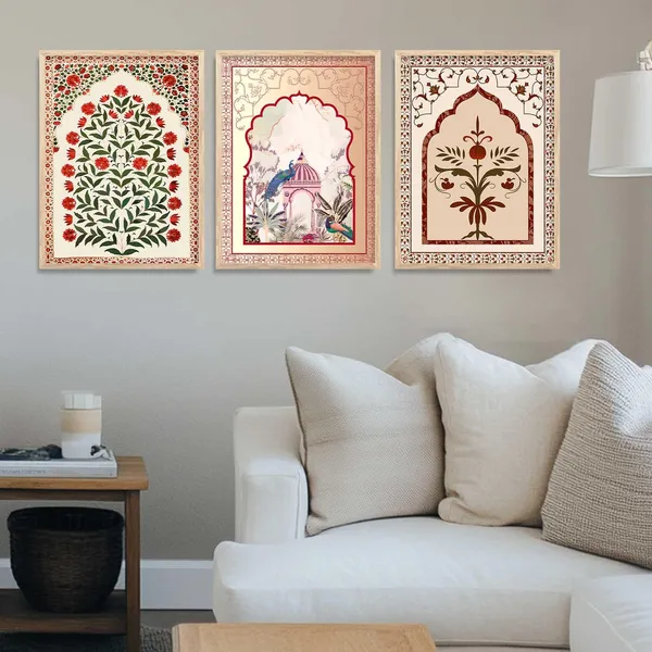 Multicolor_Traditional_Wall_Art_Painting_With_Frame_Vastu_Peacock_Home_Decoration_For_Living_Room_Bed_Room_Hotel_Wall_Decor_Digital_Reprint_(Set_Of_3)_(13X17_Inch)