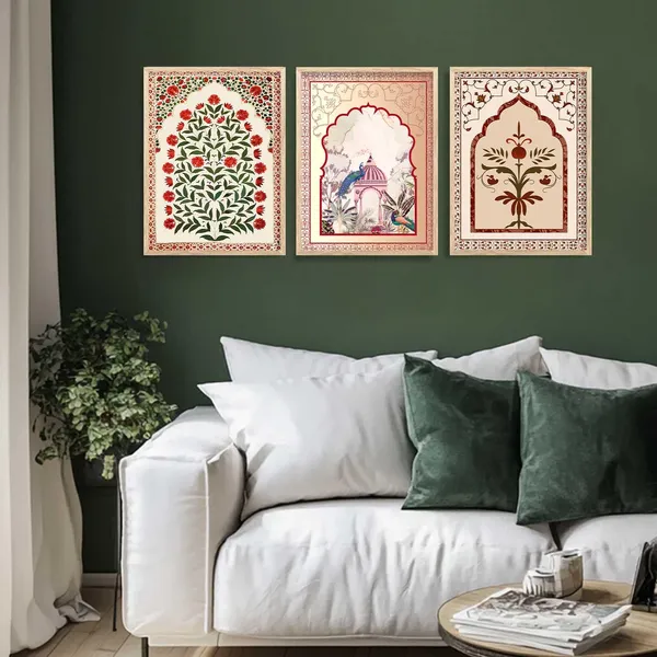 Multicolor_Traditional_Wall_Art_Painting_With_Frame_Vastu_Peacock_Home_Decoration_For_Living_Room_Bed_Room_Hotel_Wall_Decor_Digital_Reprint_(Set_Of_3)_(13X17_Inch)
