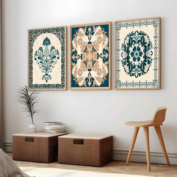 Multicolor_Traditional_Wall_Art_Painting_With_Frame_Pichwai_Art_Home_Decoration_For_Living_Room_Bed_Room_Hotel_Wall_Decor_Digital_Reprint_(Set_Of_3)_(13X17_Inch)