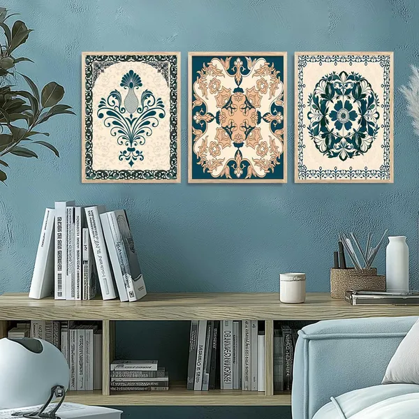 Multicolor_Traditional_Wall_Art_Painting_With_Frame_Pichwai_Art_Home_Decoration_For_Living_Room_Bed_Room_Hotel_Wall_Decor_Digital_Reprint_(Set_Of_3)_(13X17_Inch)