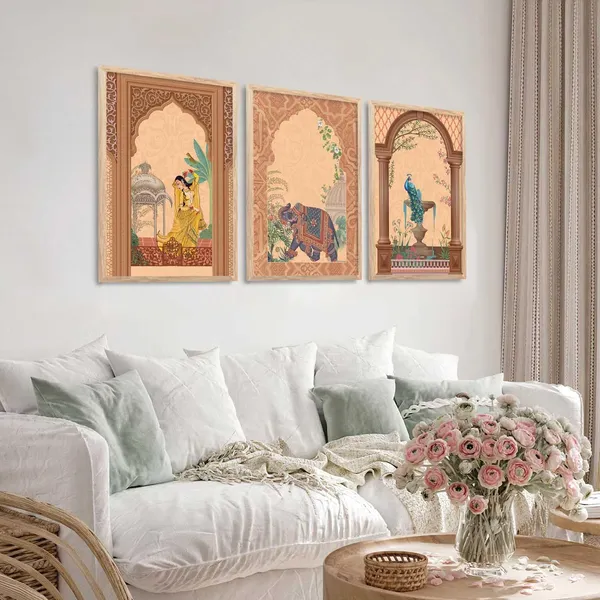 Multicolor_Traditional_Wall_Art_Pichwai_Painting_With_Frame_Vastu_Peacock_Home_Madhubani_Decoration_For_Living_Room_Bed_Room_Hotel_Wall_Decor_Digital_Reprint_(Set_Of_3)_(13X17_Inch)