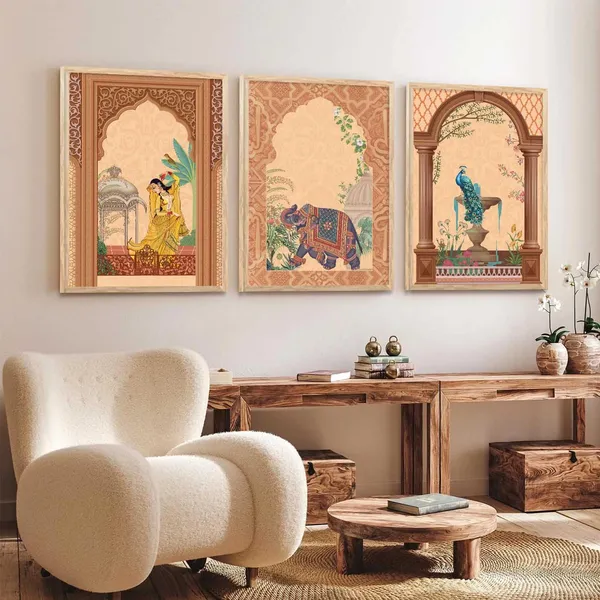 Multicolor_Traditional_Wall_Art_Pichwai_Painting_With_Frame_Vastu_Peacock_Home_Madhubani_Decoration_For_Living_Room_Bed_Room_Hotel_Wall_Decor_Digital_Reprint_(Set_Of_3)_(13X17_Inch)