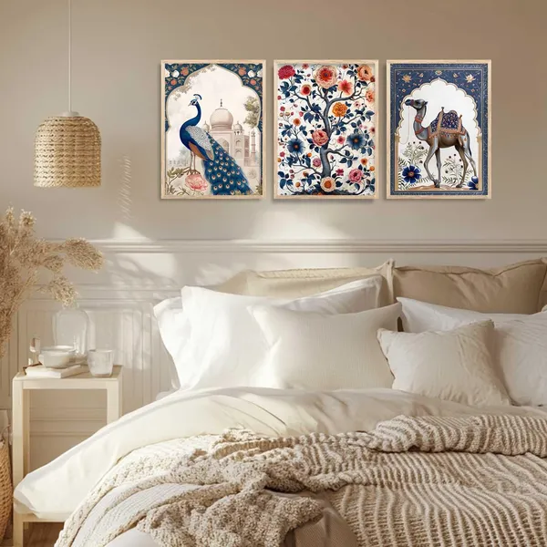 Multicolor_Traditional_Wall_Art_Painting_With_Frame_Vastu_Peacock_Home_Decoration_For_Living_Room_Bed_Room_Hotel_Wall_Decor_Digital_Reprint_(Set_Of_3)_(13X17_Inch)