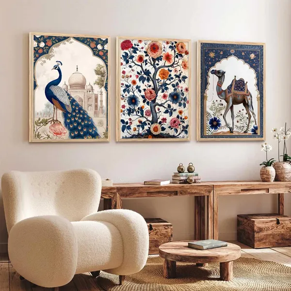 Multicolor_Traditional_Wall_Art_Painting_With_Frame_Vastu_Peacock_Home_Decoration_For_Living_Room_Bed_Room_Hotel_Wall_Decor_Digital_Reprint_(Set_Of_3)_(13X17_Inch)
