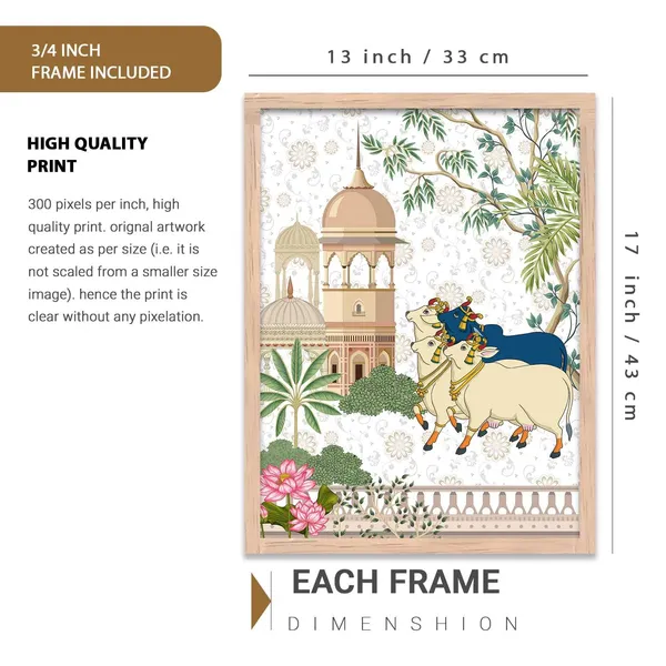 Multicolor_Traditional_Wall_Art_Pichwai_Painting_With_Frame_Vastu_Peacock_Home_Madhubani_Decoration_For_Living_Room_Bed_Room_Hotel_Wall_Decor_Digital_Reprint_(Set_Of_3)_(13X17_Inch)