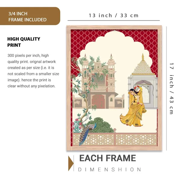 Multicolor_Pichwai_Wall_Painting_With_Frame_Traditional_Vastu_Peacock_For_Living_Room_Bed_Room_Hotel_Wall_Decor_Digital_Reprint_Engineered_Wood_(Set_Of_3)_(13X17_Inch)