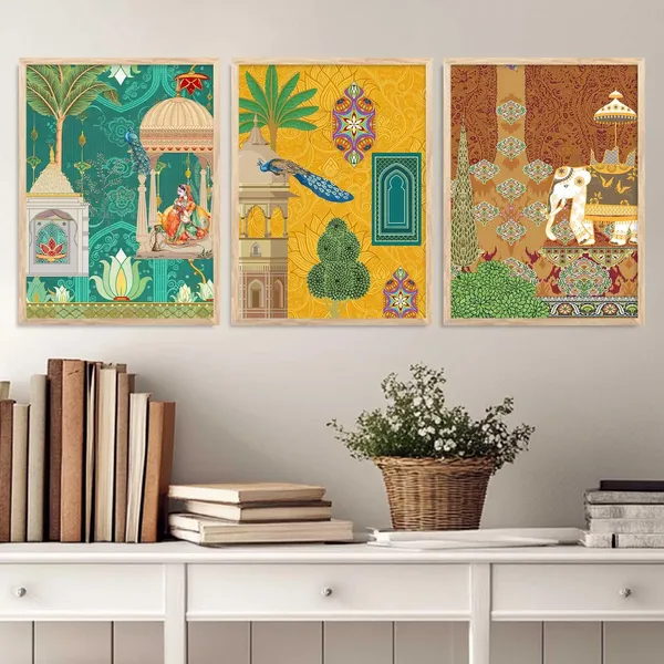 Multicolor_Traditional_Wall_Art_Pichwai_Painting_With_Frame_Vastu_Peacock_Home_Madhubani_Decoration_For_Living_Room_Bed_Room_Hotel_Wall_Decor_Digital_Reprint_(Set_Of_3)_(13X17_Inch)