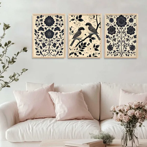 Multicolor_Traditional_Wall_Art_Poster_With_Frame_Pichwai_Art_Home_Decor_Wall_Painting_For_Living_Room_Office_Bedroom_Engineered_Wood_(Set_Of_3)_(13X17_Inch)