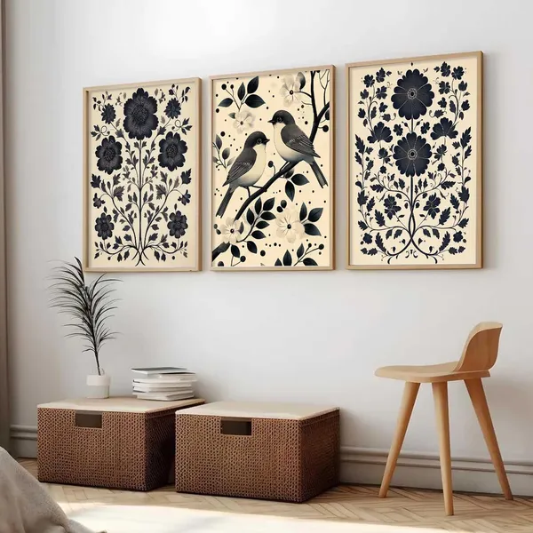 Multicolor_Traditional_Wall_Art_Poster_With_Frame_Pichwai_Art_Home_Decor_Wall_Painting_For_Living_Room_Office_Bedroom_Engineered_Wood_(Set_Of_3)_(13X17_Inch)