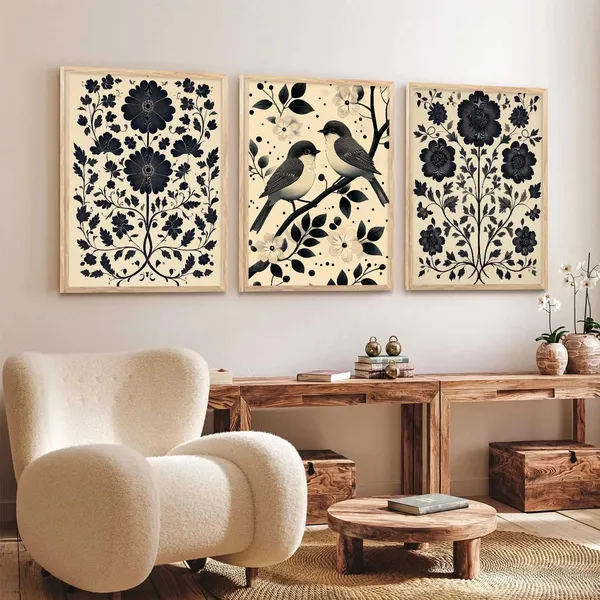 Multicolor_Traditional_Wall_Art_Poster_With_Frame_Pichwai_Art_Home_Decor_Wall_Painting_For_Living_Room_Office_Bedroom_Engineered_Wood_(Set_Of_3)_(13X17_Inch)