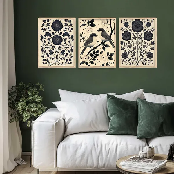 Multicolor_Traditional_Wall_Art_Poster_With_Frame_Pichwai_Art_Home_Decor_Wall_Painting_For_Living_Room_Office_Bedroom_Engineered_Wood_(Set_Of_3)_(13X17_Inch)