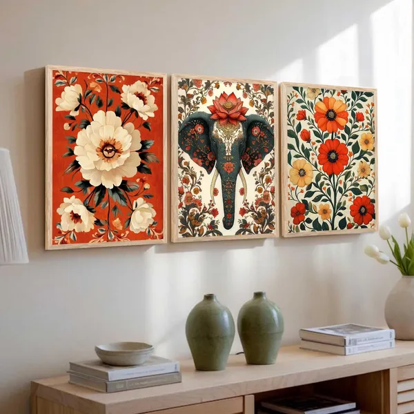 Multicolor_Madhubani_Art_Wall_Painting_With_Frame_Traditional_Art_Home_Decoration_For_Living_Room_Bed_Room_Hotel_Wall_Decor_Digital_Reprint_(Set_Of_3)_(13X17_Inch)