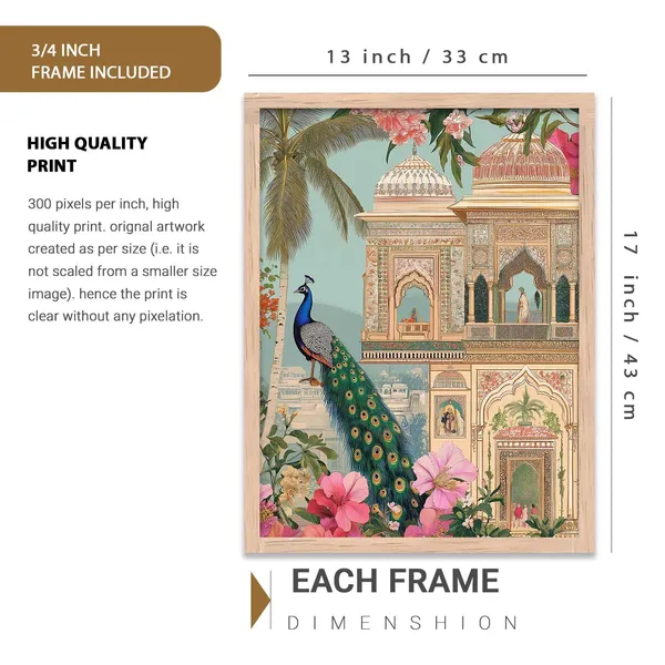 Multicolor_Traditional_Wall_Art_Pichwai_Painting_With_Frame_Vastu_Peacock_Home_Madhubani_Decoration_For_Living_Room_Bed_Room_Hotel_Wall_Decor_Digital_Reprint_(Set_Of_3)_(13X17_Inch)