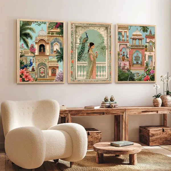 Multicolor_Traditional_Wall_Painting_With_Frame_Vastu_Peacock_For_Living_Room_Bed_Room_Hotel_Wall_Decor_Digital_Reprint_Engineered_Wood_(Set_Of_3)_(13X17_Inch)