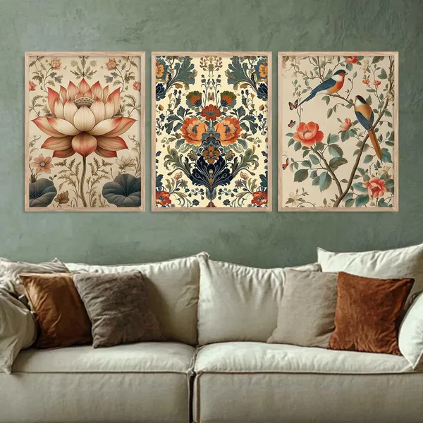 Multicolor_Madhubani_Art_Wall_Painting_With_Frame_Traditional_Art_Home_Decoration_For_Living_Room_Bed_Room_Hotel_Wall_Decor_Digital_Reprint_(Set_Of_3)_(13X17_Inch)