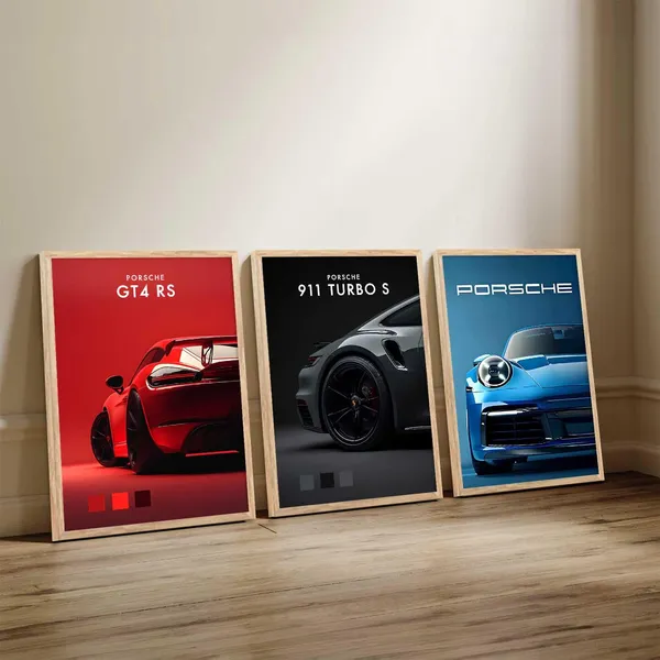Multicolor_Big_Porsche_911_Turbo_T4Rc_Car_Posters_Gift_Items_For_Boys_Room_Wall_Decoration_Bedroom_Living_Room_Office_Studio_Decor_(Set_Of_3)_(13_X_17_Inch)