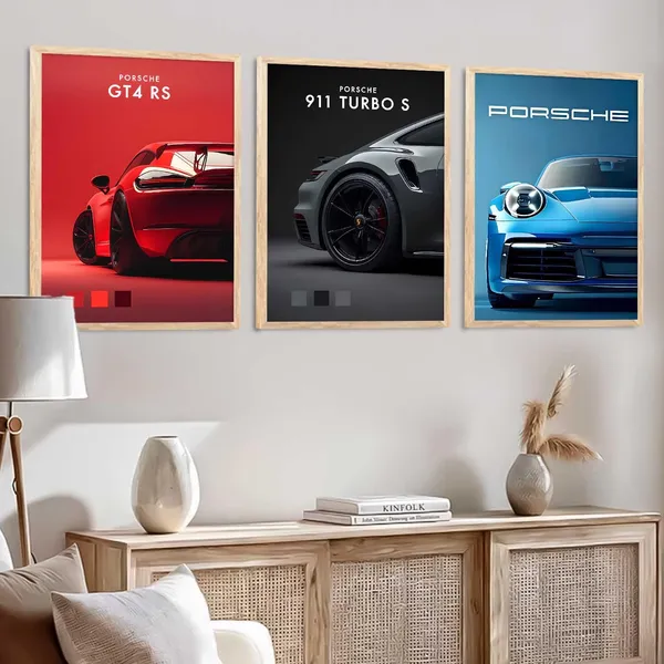 Multicolor_Big_Porsche_911_Turbo_T4Rc_Car_Posters_Gift_Items_For_Boys_Room_Wall_Decoration_Bedroom_Living_Room_Office_Studio_Decor_(Set_Of_3)_(13_X_17_Inch)