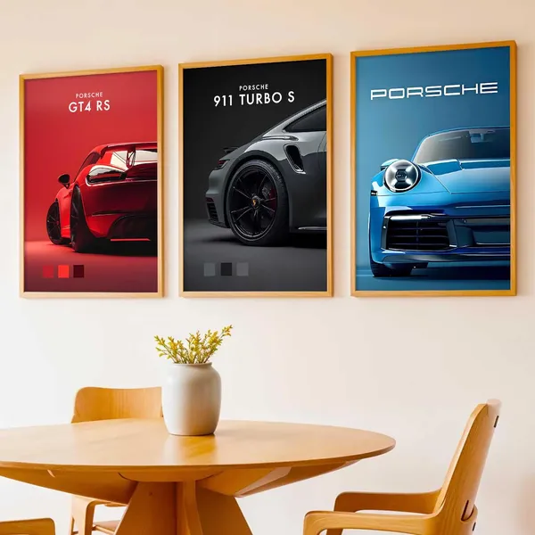 Multicolor_Big_Porsche_911_Turbo_T4Rc_Car_Posters_Gift_Items_For_Boys_Room_Wall_Decoration_Bedroom_Living_Room_Office_Studio_Decor_(Set_Of_3)_(13_X_17_Inch)