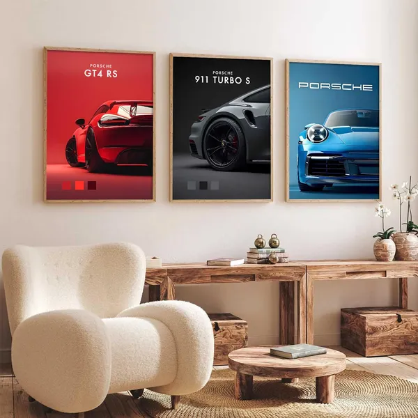 Multicolor_Big_Porsche_911_Turbo_T4Rc_Car_Posters_Gift_Items_For_Boys_Room_Wall_Decoration_Bedroom_Living_Room_Office_Studio_Decor_(Set_Of_3)_(13_X_17_Inch)