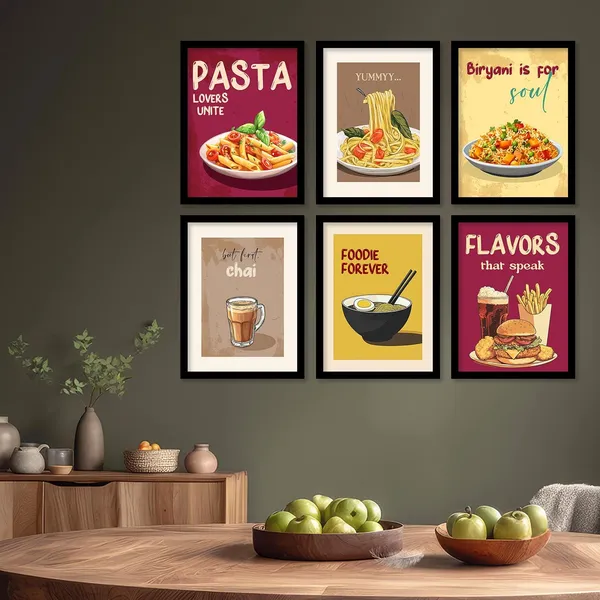 Multicolor_Retro_Theme_Cooking_Food_Kitchen_Quotes_Wall_Poster_With_Frame_Bar_Lounge_Restaurant_Kitchen_Decoration_Items_Wall_Decor_Premium_Wall_Art_Set_Of_6_Retro_Wall_Decor_(Art_5,_13X17_Inch)