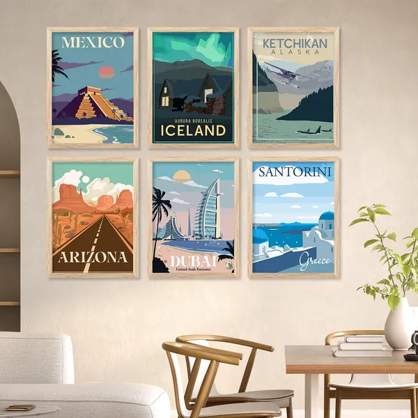 Multicolor_Travel_Theme_Wall_Poster_With_Frame_Retro_Frames_City_View_Wall_Painting_For_Wall_Decoration_(13X17_Inch)_Pack_Of_6