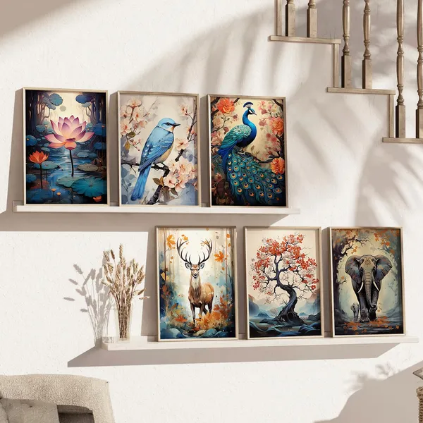 Multicolor_Premium_Digital_Traditional_Art_Paintings_With_Frame_For_Home_Decor_Painting_For_Wall_Decoration_Wall_Painting_For_Living_Room_Bedroom_Hotel_Wall_Decor_Pack_Of_6_(13X17,_Wall_Decor_For_Living_Room)