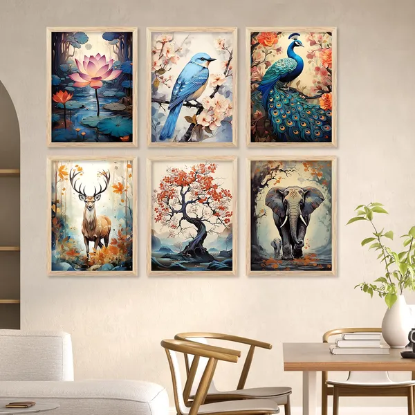 Multicolor_Premium_Digital_Traditional_Art_Paintings_With_Frame_For_Home_Decor_Painting_For_Wall_Decoration_Wall_Painting_For_Living_Room_Bedroom_Hotel_Wall_Decor_Pack_Of_6_(13X17,_Wall_Decor_For_Living_Room)