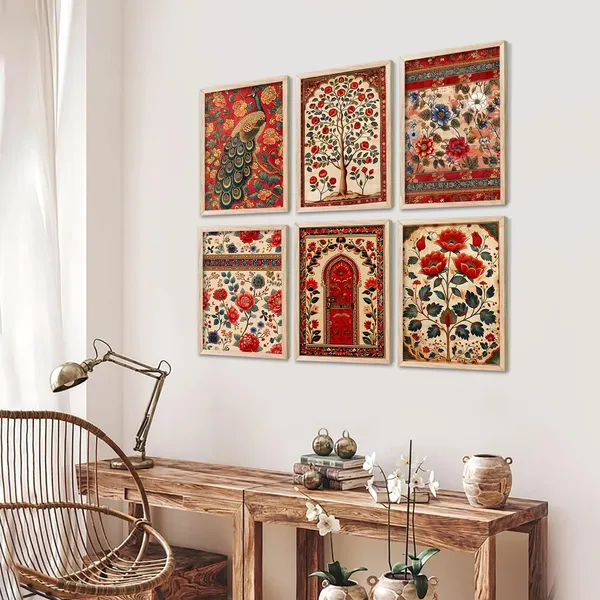 Multicolor_Traditional_Indian_Pichwai_Wall_Art_Poster_With_Frame_Wall_Decor_Paintings_Traditional_Wall_Paintings_For_Office_Home_Decor_Wall_Frame_With_Glass_(13X17_Inch)