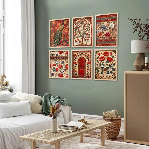 Multicolor_Traditional_Indian_Pichwai_Wall_Art_Poster_With_Frame_Wall_Decor_Paintings_Traditional_Wall_Paintings_For_Office_Home_Decor_Wall_Frame_With_Glass_(13X17_Inch)