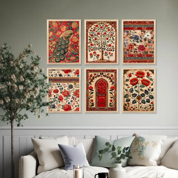 Multicolor_Traditional_Indian_Pichwai_Wall_Art_Poster_With_Frame_Wall_Decor_Paintings_Traditional_Wall_Paintings_For_Office_Home_Decor_Wall_Frame_With_Glass_(13X17_Inch)