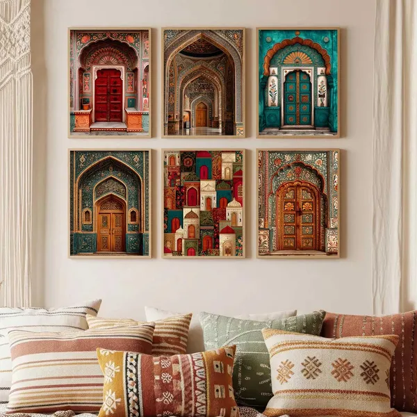Multicolor_Traditional_Indian_Wall_Art_Paintings_Wall_Posters_With_Frames_Wall_Painting_For_Living_Room_Home_Room_Bedroom_Office_Wall_Decor_Set_Of_6_(13X17_Inch)